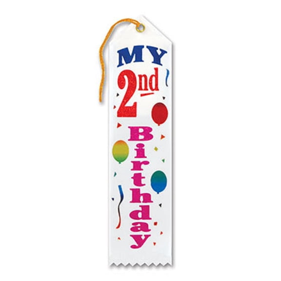 Pack of 6 White "My 2nd Birthday Award" School Award Ribbon Bookmarks 8"