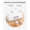 thumbnail image 5 of LENCENT Regleta Multicontacto de 2 a 3 Clavijas, Extension Electrica Enchufe Plano con Protector de Sobretensión, 1.8M Conector Múltiple con 6 Salidas CA y 4 Puertos USB (1 USB C), Hogar, Oficina, 5 of 5