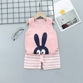 thumbnail image 2 of Penkiiy Toddler Kids Baby Boys Girls Fashion Cute Sleeveless Vest Shorts Cartoon Print Casual Suit Princess Costume Casual Cartoon Printed 6-18 Months Pink On Clearance, 2 of 5