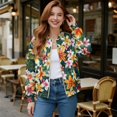 thumbnail image 2 of DISNIMO Frangipani Printed Jackets for Women Long Sleeve Sweatshirts V Neck Outwear Lightweight Sweatshirt Jacket with Pockets, L, 2 of 7