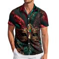 thumbnail image 2 of ChaoLingNeng Mardi Gras Hawaiian Shirts for Men,Mens Digital 3D Printed T Shirt Short Sleeved Shirt Top Lapel,Carnival Fashion Lightweight Casual Tops, 2 of 3
