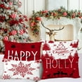 thumbnail image 2 of Christmas Pillow Covers 12x20 Set of 4 Farmhouse Christmas Decorations Happy Holidays Holly Jolly Snowflake Merry Christmas Decor Pillow Cover Cushion Case for Couch Sofa(Red), 2 of 6