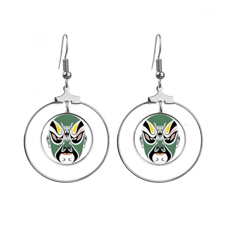 peking opera head colorful yaguanlou earrings dangle hoop jewelry drop circle