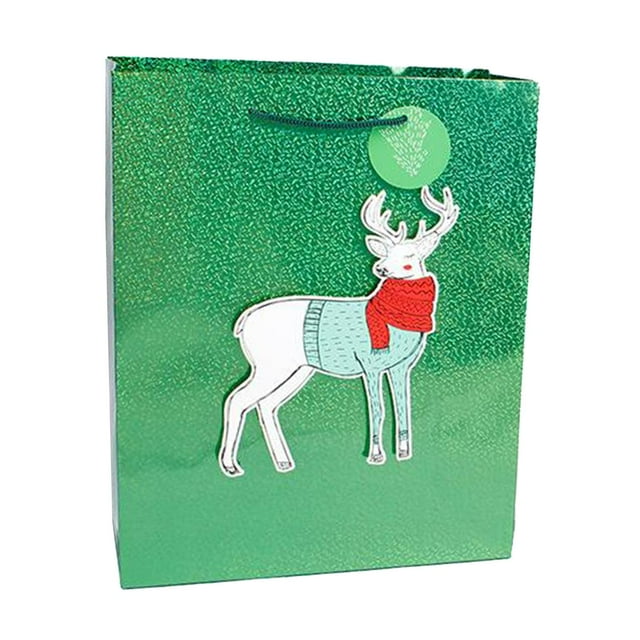 Bolsa de ecológica, bolsas de papel brillante, bolsas navideñas con asa de cuerda resistente, bolsas de navideñas para empresas, dia Ciervo DYNWAVEMX Bolsas para envolver galletas panadería