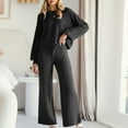 thumbnail image 2 of RYRJJ Women's Two Piece Set Cropped Pullover Top and Wide Leg Pants Lounge Sweater Sets Fall Knit Sweatsuits Cozy Trendy Outfits(Black,XXL), 2 of 4