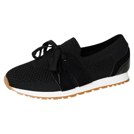 

Huashengg Women s Casual Lace Up Flat Soled Round Toe Flying Weaving Women s Shoes Fashionable And Versatile Large Size Women s Shoes Casual Womens Shoes for Winter
