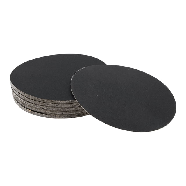 50 Pcs Discos de Lija Redondos 180 Grano Hojas de Lijado de Gancho y Bucle Universales para Restauración Automotriz 150x150mm Carburo de Silicio Negro