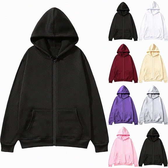 Babcutegg Mens Full Zip Hoodie Loose Fit Long Sleeve Casual Hooded Sweatshirt with Pockets Size 2XL