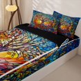 thumbnail image 3 of Homewish Boho Tree Of Life Zipper Twin Comforter Sets with Fitted Sheet and 2 Pillowcases,Aesthetic Stained Glass Zipper Bedding Set,Black Reversible,4-Piece, 3 of 7