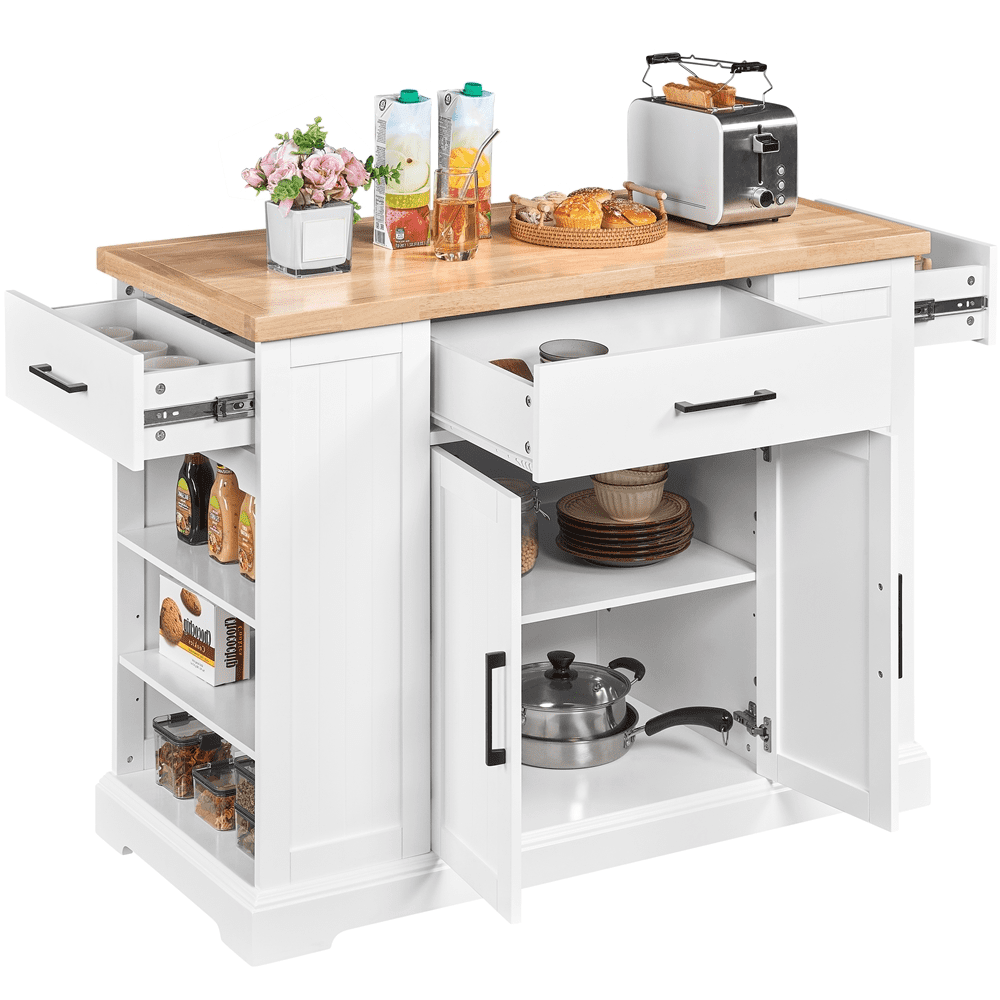 Alden Design Kitchen Islands with Drawers, Engineered Wood White, 36 in