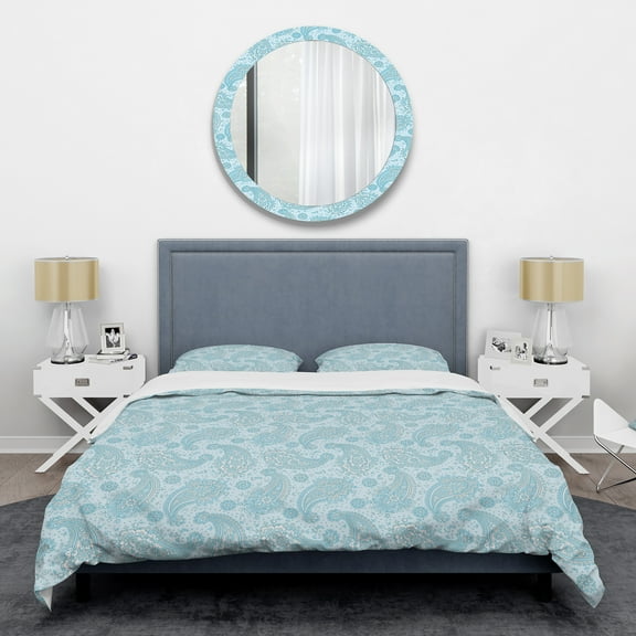 Designart 'Asian Floral Paisley' Mid-Century Modern Duvet Cover Set