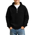 thumbnail image 3 of Sakuulaan Boys Quarter Zip Sweatshirt Mock Neck Textured Knit Casual Long Sleeve Jacket, 3 of 7