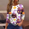 thumbnail image 2 of MVRLSH Womens Tops Shirts Blouse Casual Halloween Graphic Printed 3/4 Sleeve V Neck Loose Fit Blouses, 2 of 5