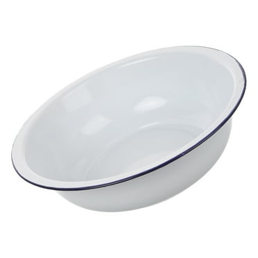 OUNONA Vintage Enamel Basin for Kitchen Retro Mixing Salad Bowl Washing Tray Round Metal 28cm