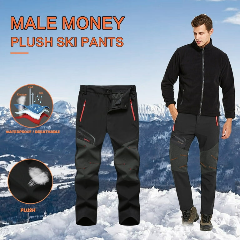 symoid Men's Hiking Clothing- Waterproof Windproof Outdoor Camping Hiking  Warm Trousers Pants Black XXXXL 