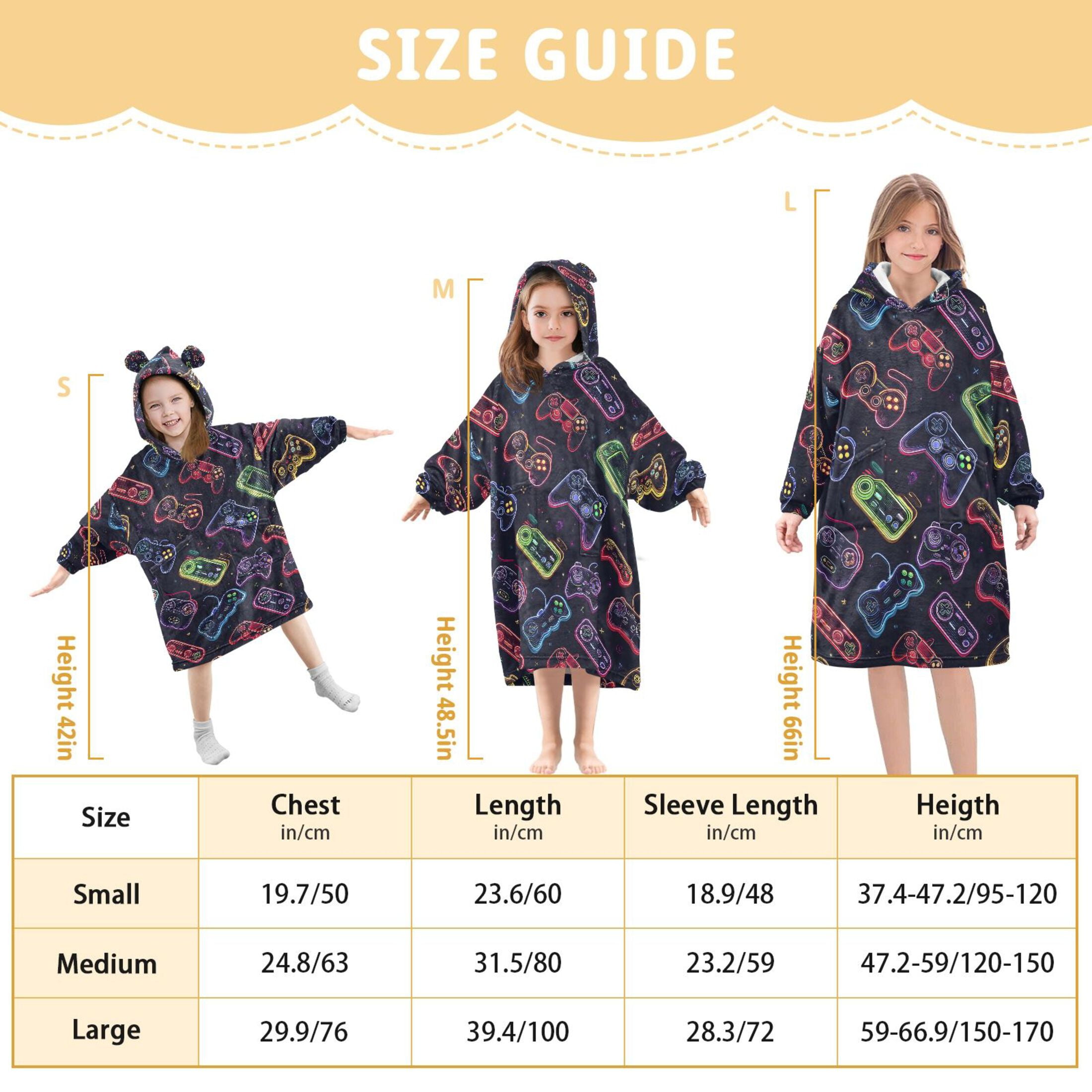 joogoo Wearable Blanket Hoodie for Game Controller Flannel Sherpa Pocket 3-14 YR S
