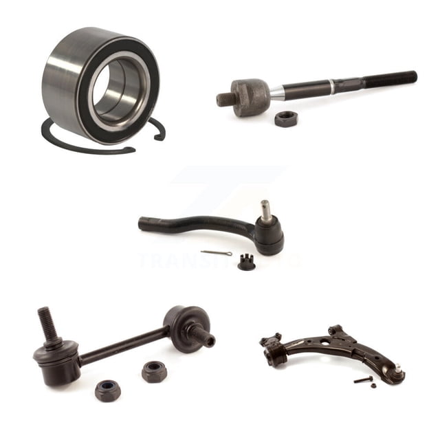 Transit Auto Bras de Commande Inférieur de Suspension de Roulement de Roulement de Roulement avant Droit avec Rotule, Embout de Biellette Intérieure et Kit de Stabilisateur de Barre Oscillante (5 Pcs) pour Voiture 2007-2012 Mazda CX-7 K7T-103566