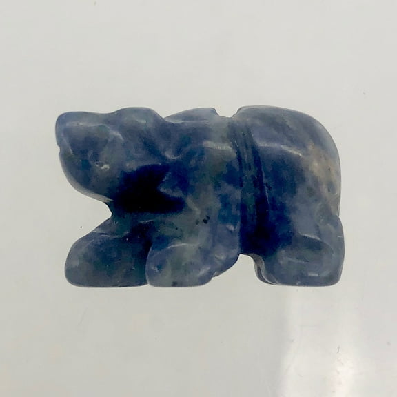 Hand-Carved Natural Sodalite Bear Bead Figurine | 13x18x7mm | Blue White | 1 Figurine