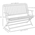thumbnail image 3 of SSyao Wood Outdoor Bench, 2-Person Foldable Patio Acacia Wood Garden Bench with Backrest and Armrests for Garden, Porch, Park, Balcony, White, 3 of 10