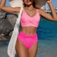 thumbnail image 4 of Duqingm Mid Rise Bikini Sets for Women Women Two Piece Bathing Suits Push Up Bikini Set Halter Swimsuit Vintage Swimwear Hot Pink,2XL, 4 of 6