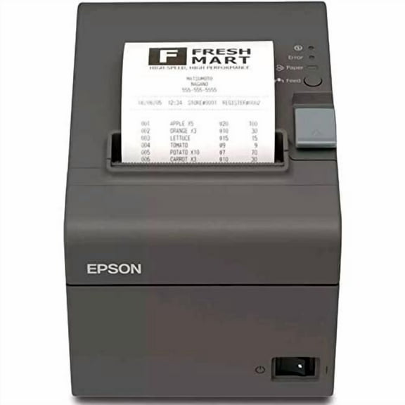 Epson TM-T20II USB Monochrome Direct Thermal Receipt Printer, 8 x 5.5 x 5.7 In, Black