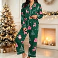 thumbnail image 2 of Enjoytime Christmas Womens Pajama Sets Print Button Down Long Sleeve Shirts Pants 2 Piece Sleepwear Xmas Soft Plus Size Lounge Set, 2 of 6