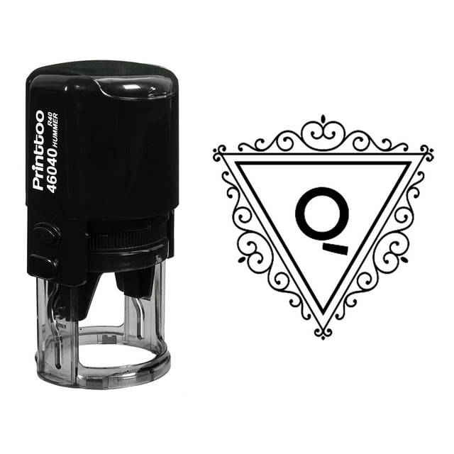 Printtoo Swirl Border Triangle Q Alphabet Monogram Initial Self Inking Rubber Stamp R-40 Office Stationary