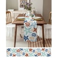 thumbnail image 6 of Table Runner Dresser Scarf 13 x 120 Inch Summer Ocean Navy Blue and Red Coral Starfish Seashells Table Runners Non-Slip Heat Kitchen Dining Table Decor for Indoor Outdoor Home Party Decoration, 6 of 7