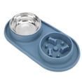 thumbnail image 1 of Cuencos de agua y comida para mascotas Cuencos dobles antideslizantes y extraíbles para perros y gatosAzul, 1 of 12