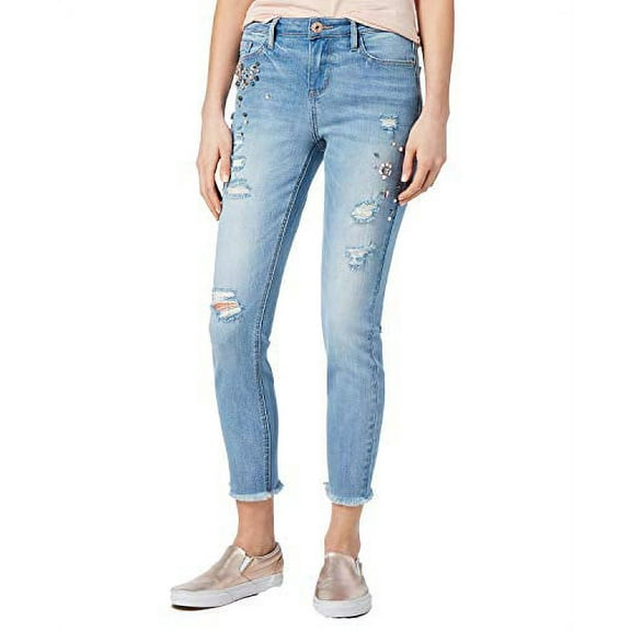 Vanilla Star Ripped Embellished Skinny Jeans Juniors 9 Blue pants MSRP $39