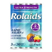 Rolaids Ultra Strength Antacid Chewables, Assorted Fruit 10X3 Rolls