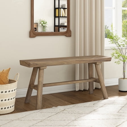 39" Solid Wood Bench, Rustic Farmhouse Wood, Narrow Seating Bench for Entryway, Living Room, Indoor and Outdoor