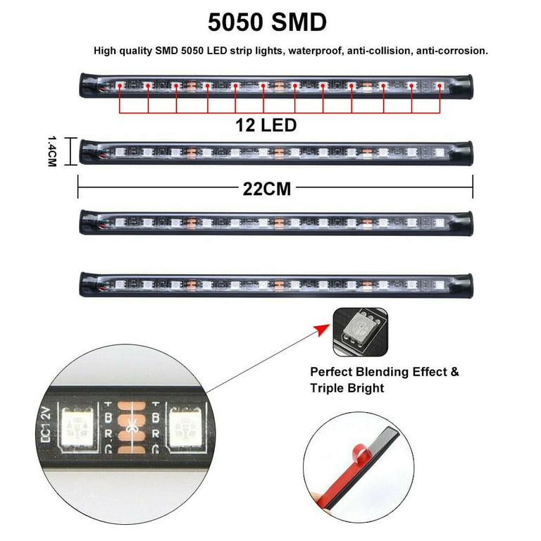 4 Stück Led Autolichter, 48 Led Innenlichter Intelligenter  App-fernbedienung, Lichtleisten In Mehreren Farben, Musik-auto-strip-licht  Armaturenbrett, Valentinstagsdekoration, Schauen Heutigen Angebote