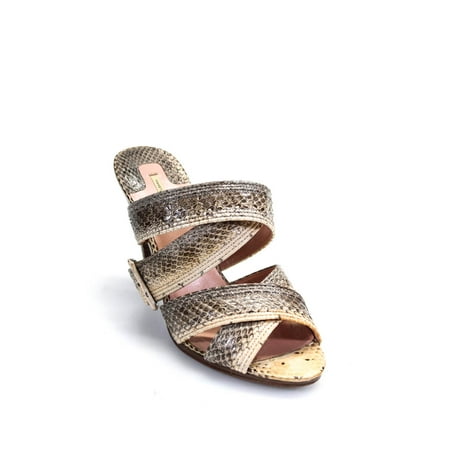 

Pre-owned|Max Studio Womens High Heel Snakeskin Strappy Sandals Brown Leather Size 7M