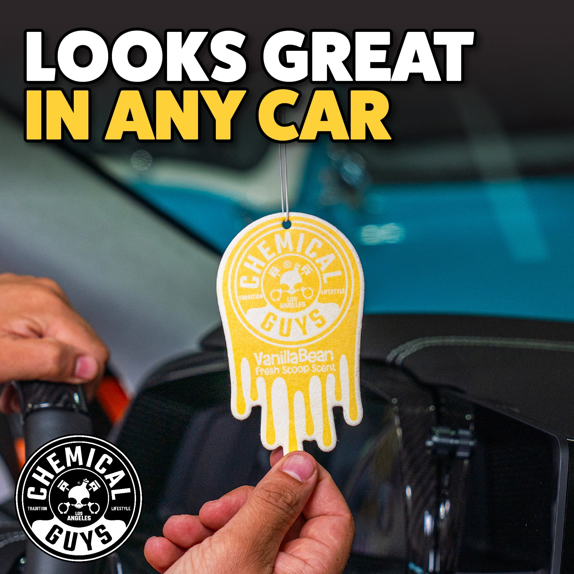 (3 pack) Chemical Guys Hanging Vanilla Bean Fresh Scoop Scent Air Freshener