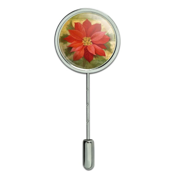 Christmas Holiday Poinsettia Flower Crown Stick Pin Stickpin Hat Brooch