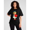 thumbnail image 1 of Camiseta De Verano Para Mujer, Ropa De Calle, Cuello Redondo, Para Acampar, Mochilero, TrabajoAdorable Girl with Heart Cartoon Print T-Shirt - Blend Crew Neck Tee, Short Sleeve, Casual Summer ToCami, 1 of 7