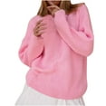 thumbnail image 2 of Jjayotai Oversized Sweaters for Women, Trendy Crewneck Long Sleeve Chunky Knit Pullover Sweater, Loose Casual Versatile Y2k Tops Pink XL, 2 of 4