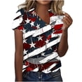 thumbnail image 2 of lcziwo Patriotic Top for Women Casual Fashion Loose Summer 2025 Tees Stars and Stripes Print Blouses Short Sleeve Vneck Button Down Shirts Blue,XXXXXL, 2 of 5