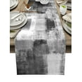 thumbnail image 2 of Oil Painting Abstract Geometry Black White Grey Table Runner Home Wedding Table Mat Centerpieces Decoration Dining Tablecloth, 2 of 5