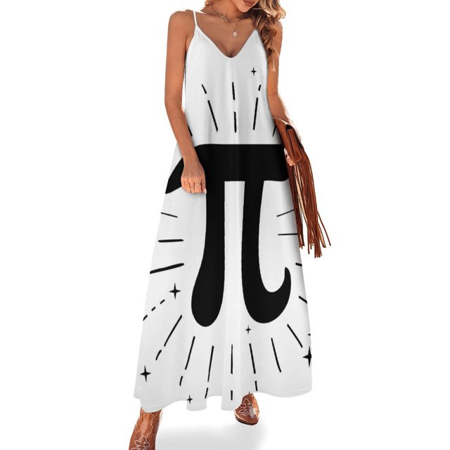 Día de Pi 2024 Celebre Pi Vestido sin mangas Vestidos de mujer Cóctel de vestidos Vestidos de verano para mujer 2024 Vestido largo para mujer