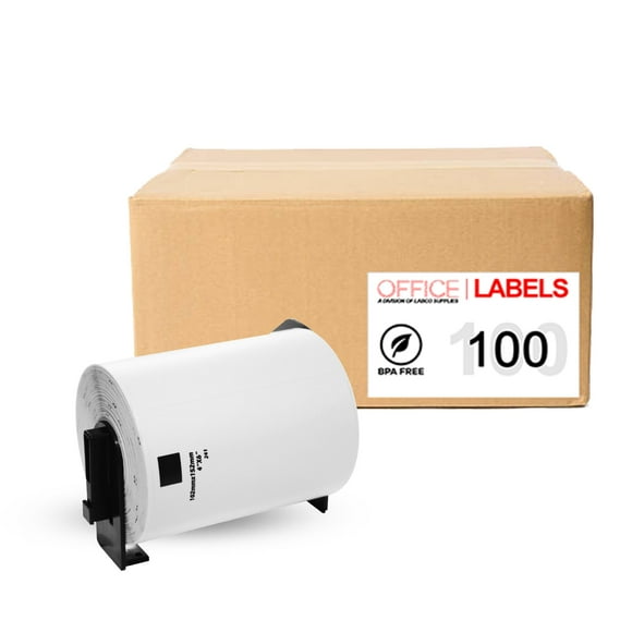 100 Rolls of DK-1241 Compatible Labels for BROTHER 4" x 6" (101mm x 152mm) framed