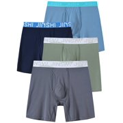 TANBOM Men's Bamboo Viscose Long - Leg Boxer Briefs Breathable Bulge Enhancing Design Multi Pack L