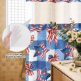 thumbnail image 3 of No Hook Shower Curtain, 250th Anniversary Shower Curtains for Bathroom with See Through Top Window, 4th of July Blue Red Stars Bow Plaid Waterproof & Washable Bath Curtain Long 72"x78", 3 of 9
