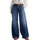 thumbnail image 1 of Vaqueros de pierna ancha Flamingals para mujer, cintura media, azul marino, L, 1 of 7