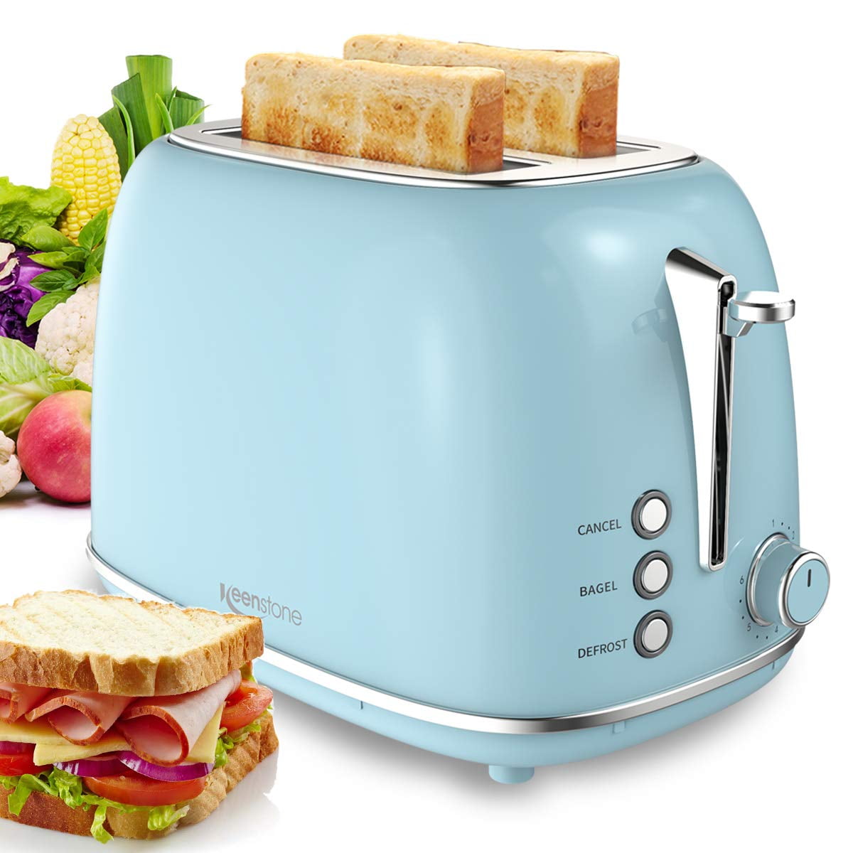 YOPIDOFO Toaster 2 Slice Cancel Stainless Steel Toaster with 6 Bread Shade Setting and Bagel Defrost Function for Bread Waffles Muffins 