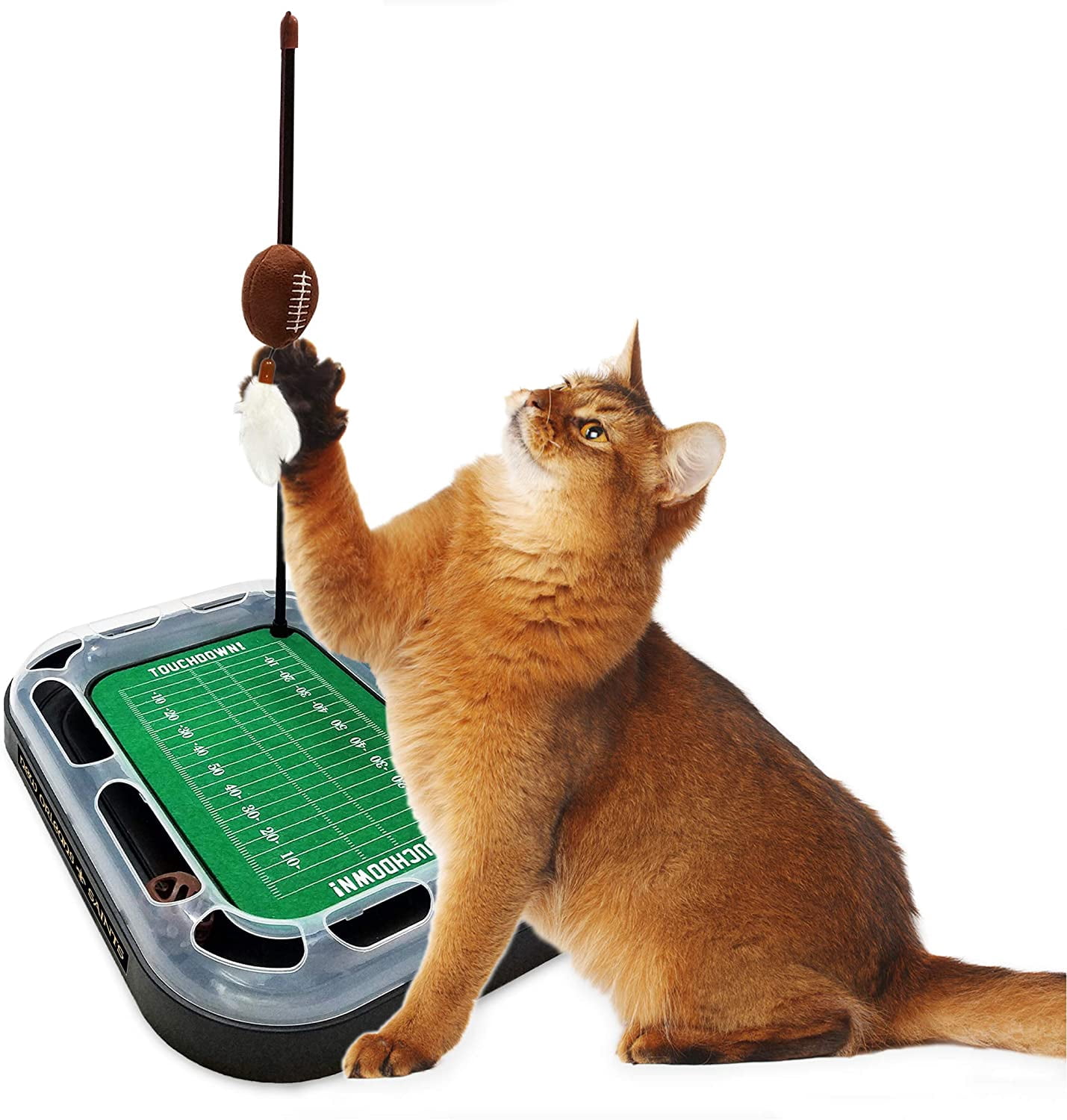 NFL New Orleans Saints CAT Scratcher Toy with Catnip Plush & Feather Cat and Kitty Toy