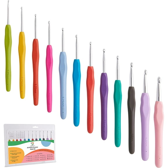 Crochet Hook Set,12 Colorful Ergonomic Crochet Hooks for Beginners and Experts