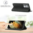 thumbnail image 6 of Case for Samsung Galaxy S21 Ultra 5G, Vintage Classic Matte Leather Wallet Case Flip Notebook Style Cover with Magnetic Closure Kickstand Card Slots - Black, 6 of 14
