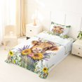 thumbnail image 5 of jejeloiu Sunflower Highland Cow Watercolor Twin Sheet Sets Kids,Floral Farm Print Bedding,3-Piece, 5 of 6